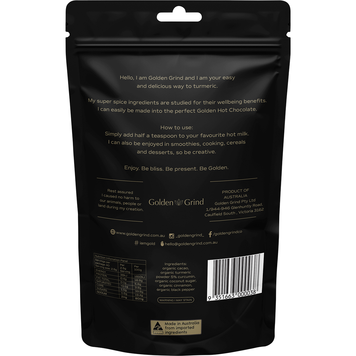 Golden Grind Healthy Turmeric Hot Chocolate Blend