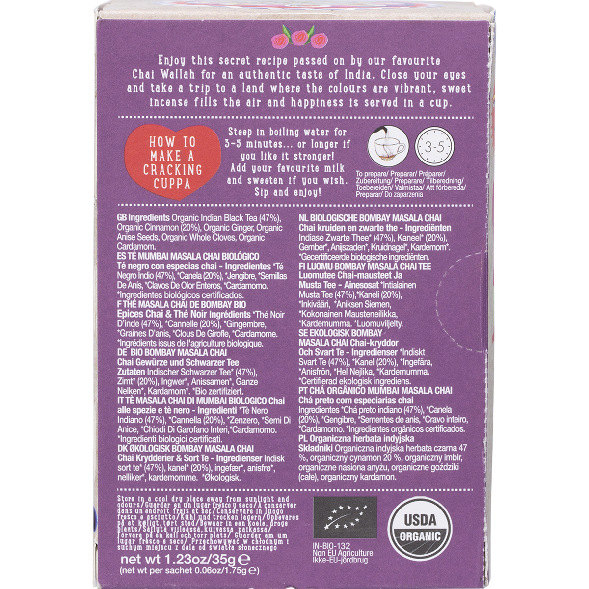 Organic Bombay Masala Chai Tea Bags