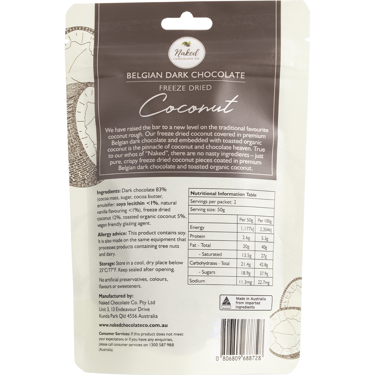 Freeze Dried Coconut Dark Chocolate