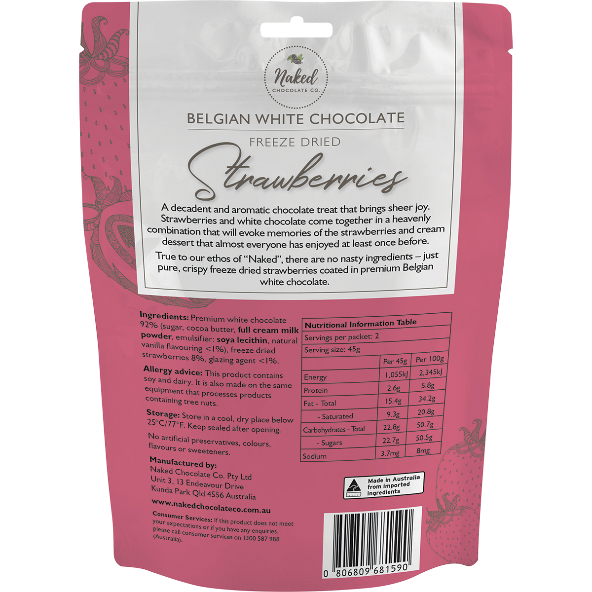 Freeze Dried Strawberries White Chocolate