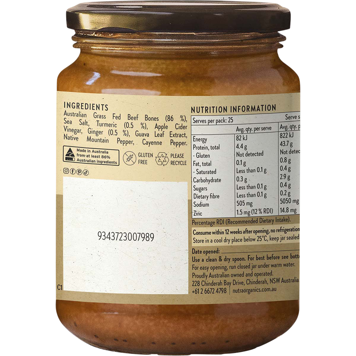 Beef Bone Broth Concentrate Turmeric Ginger