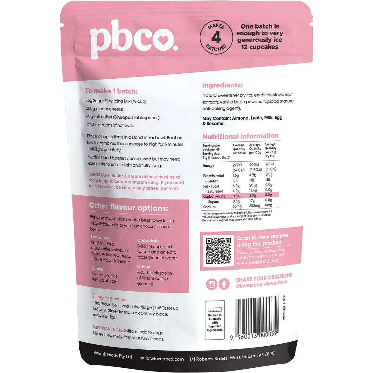 Vanilla Icing Mix 98% Sugar Free