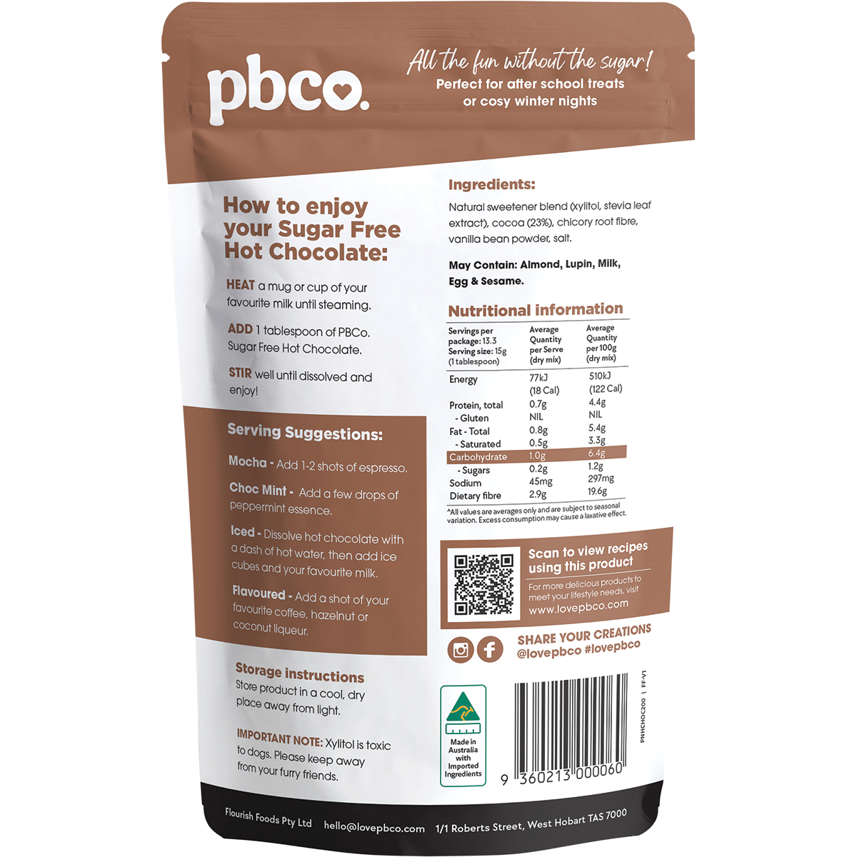 Hot Chocolate 98% Sugar Free