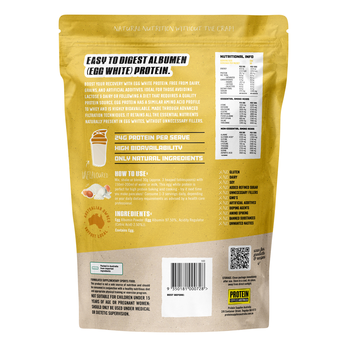 Paleo Egg White Protein Unflavoured