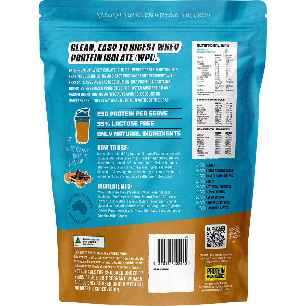 WPI Whey Protein Isolate Choc Peanut Butter
