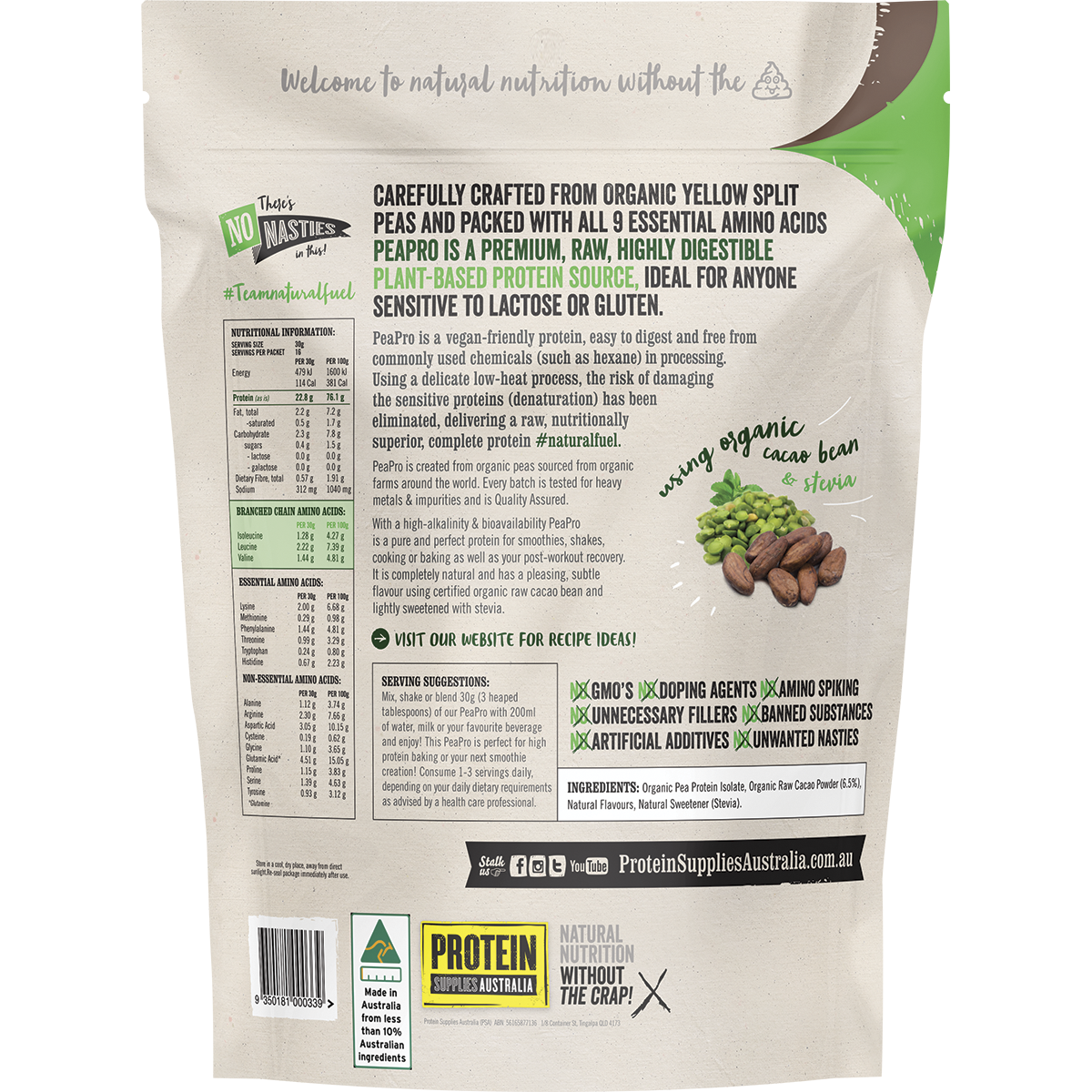 PeaPro Raw Pea Protein Chocolate