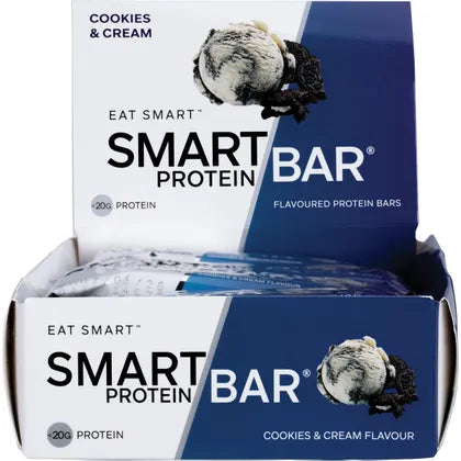 Smart Protein Bar Cookies & Cream Flavour Protein Bar 12x60g