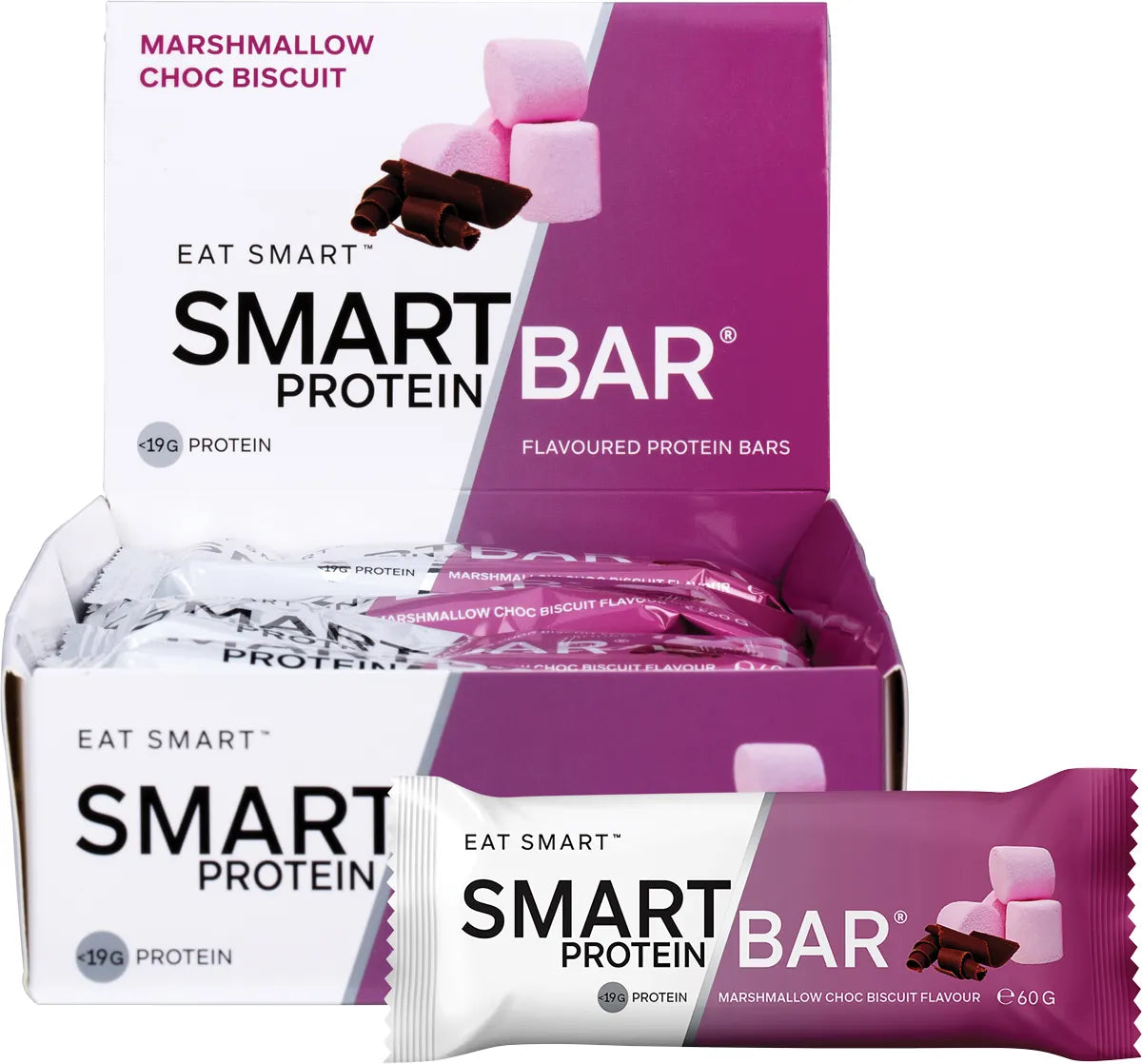 Smart Protein Bar Marshmallow Choc Biscuit Flavour Protein Bar 12x60g