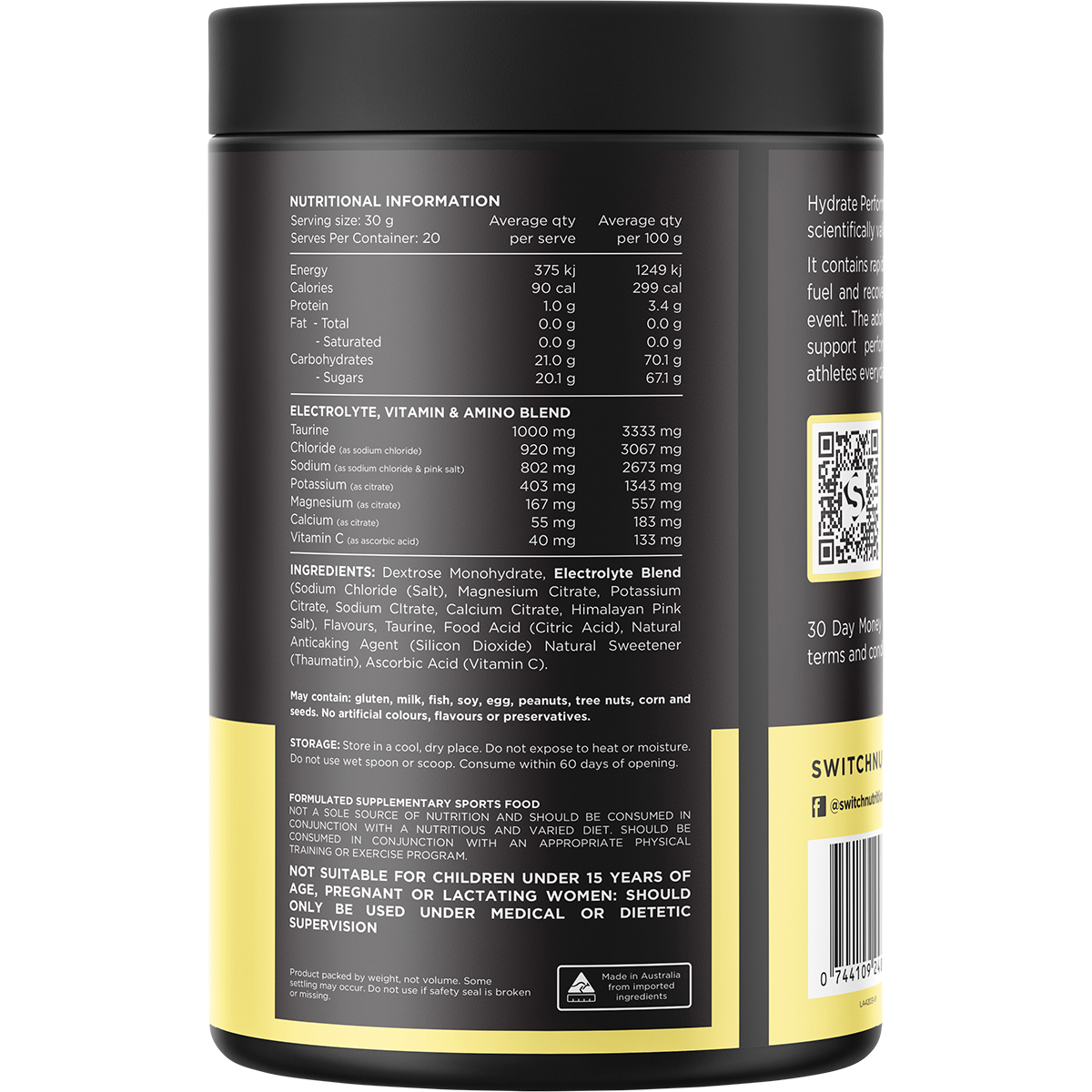 Hydrate Perform Electrolytes & Carbs Raspberry Lemonade