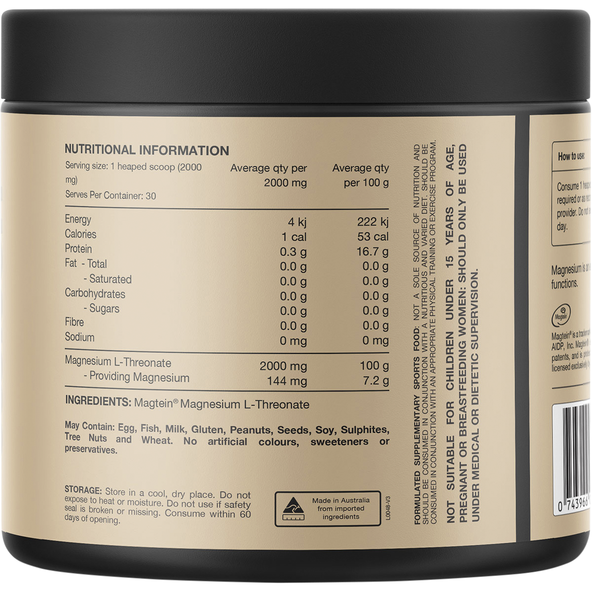 Mag3 100% Pure Magnesium L-Threonate - Unflavoured