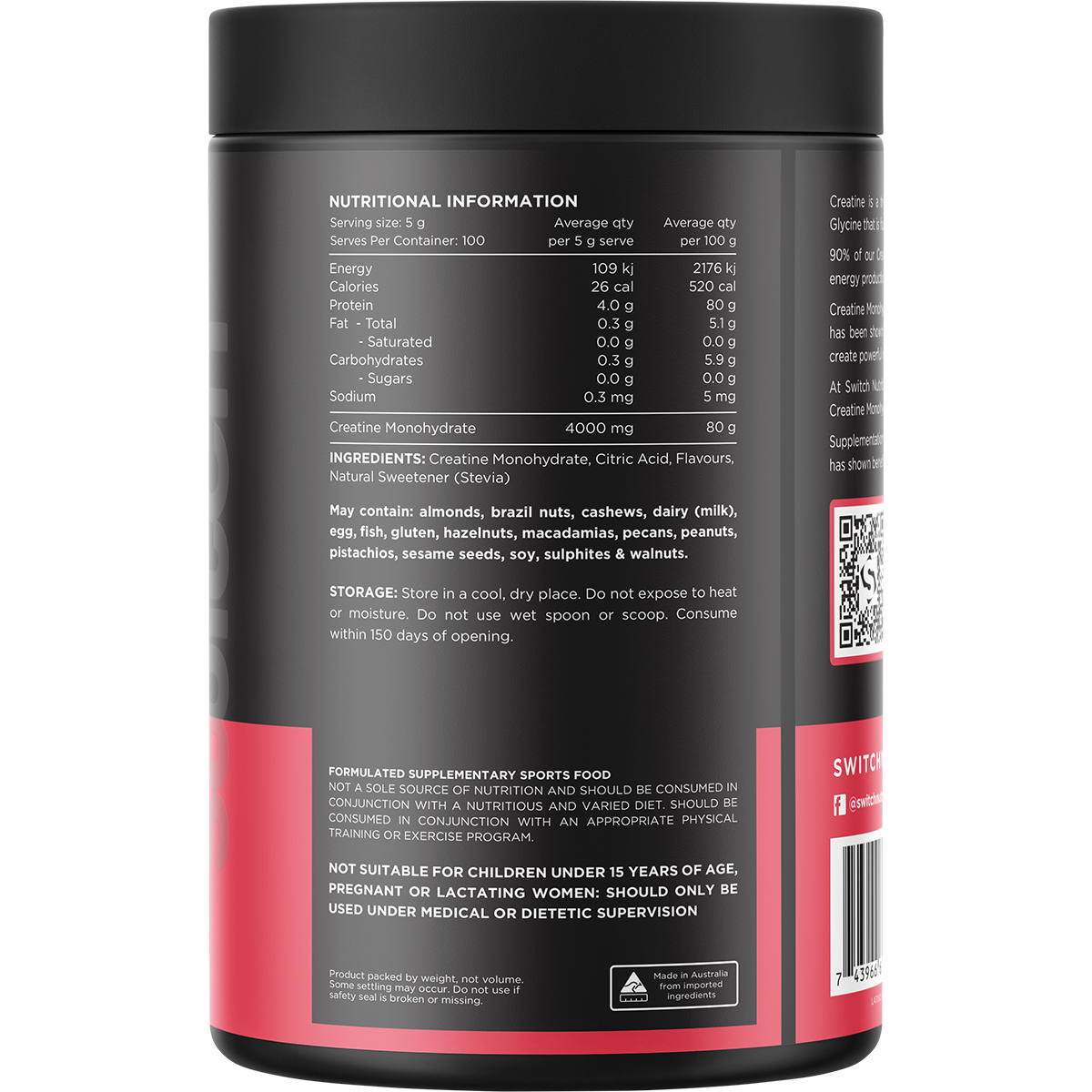 Creatine Monohydrate Red Raspberry