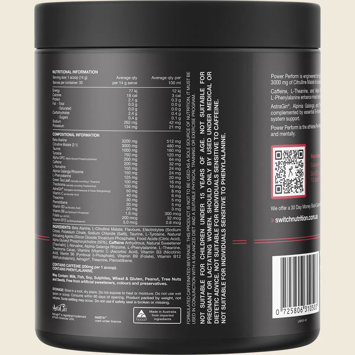 Switch Nutrition Power Perform Pre-Workout Blend Mango Passionfruit 420g