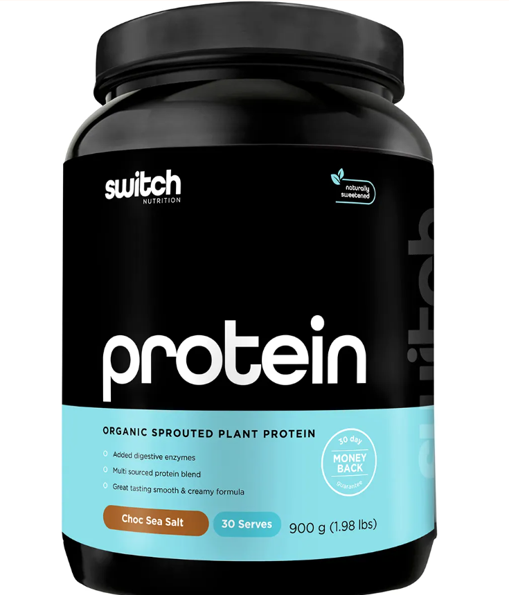 Switch Nutrition Protein Organic Sprouted Plant Choc Sea Salt 900g