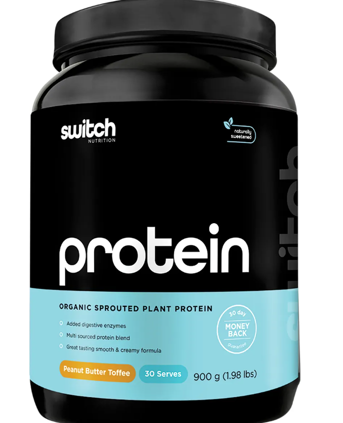 Switch Nutrition Protein Organic Sprouted Plant Peanut Butter Toffee 900g