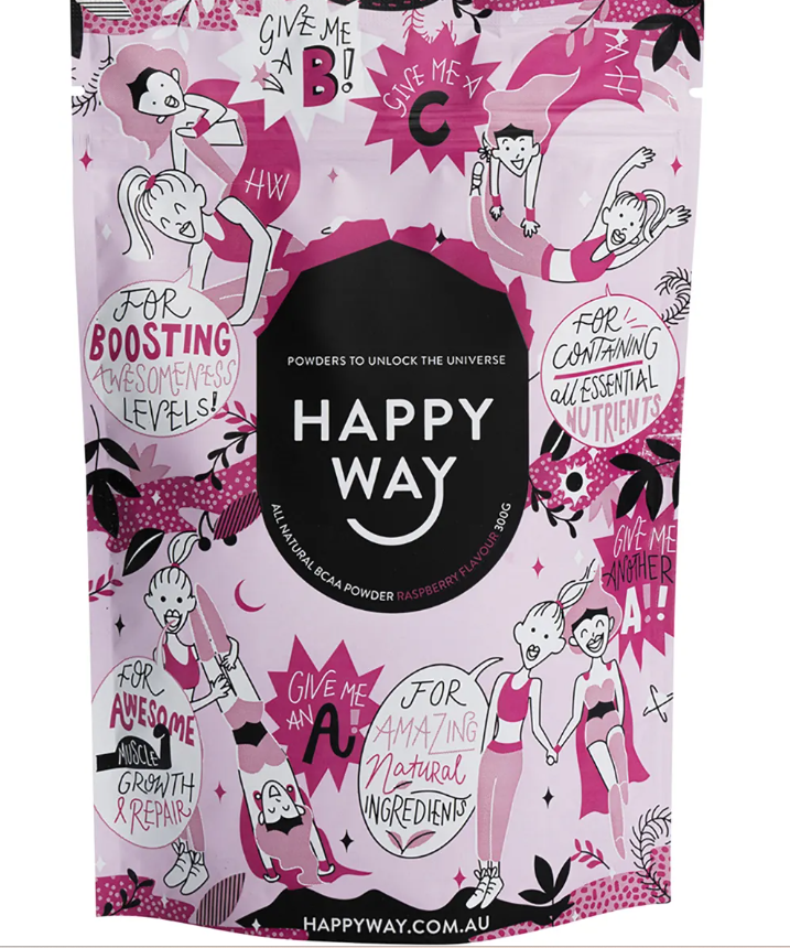 Happy Way BCAA Powder Raspberry 300g