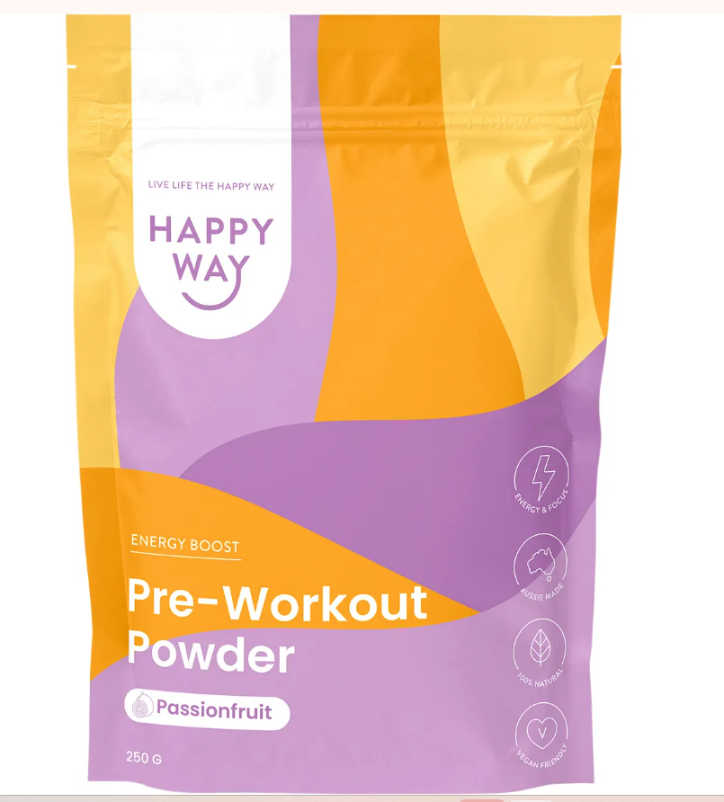 Happy Way Pre-Workout Powder Passionfruit 250g