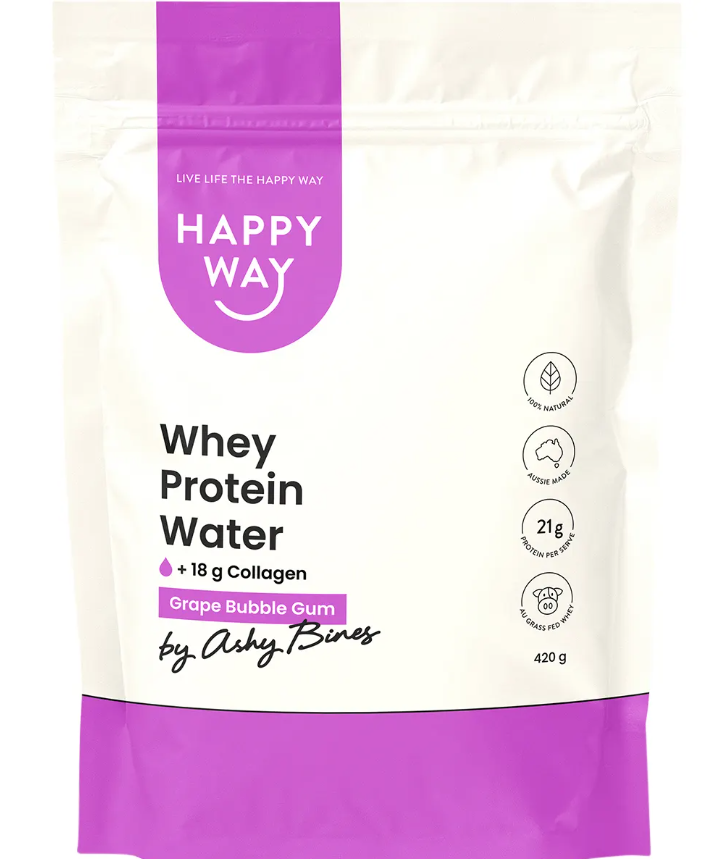 Happy Way Ashy Bines Whey Protein Water Grape Bubble Gum 420g