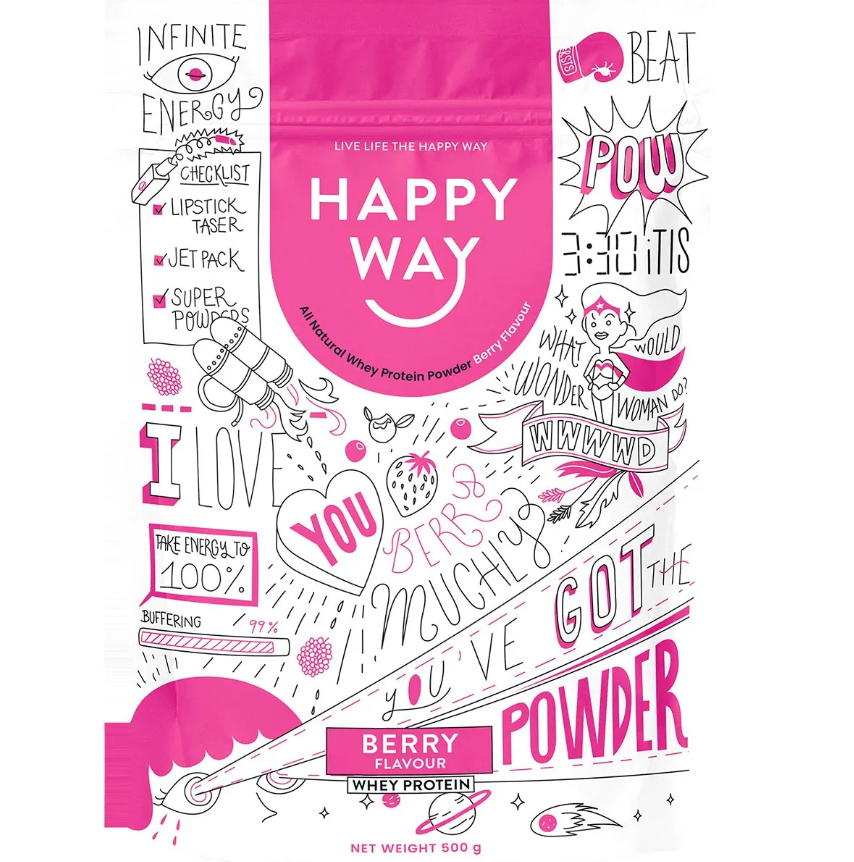 Happy Way Whey Protein Powder Berry 500g