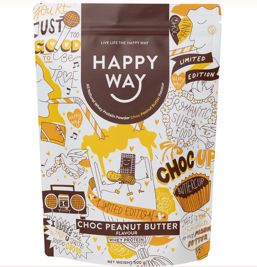 Happy Way Whey Protein Powder Choc Peanut Butter 500g
