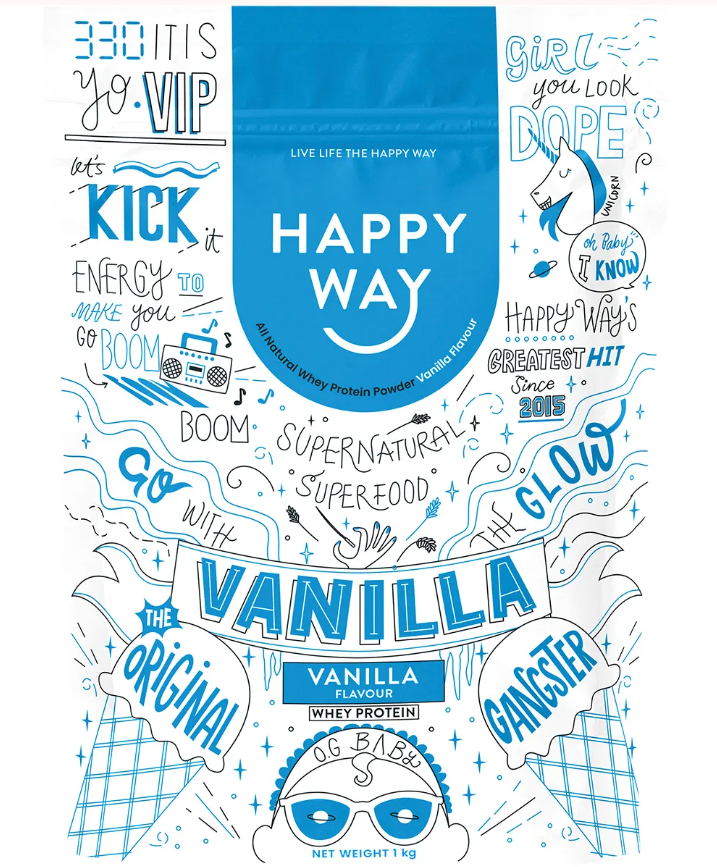 Happy Way Whey Protein Powder Vanilla 1kg
