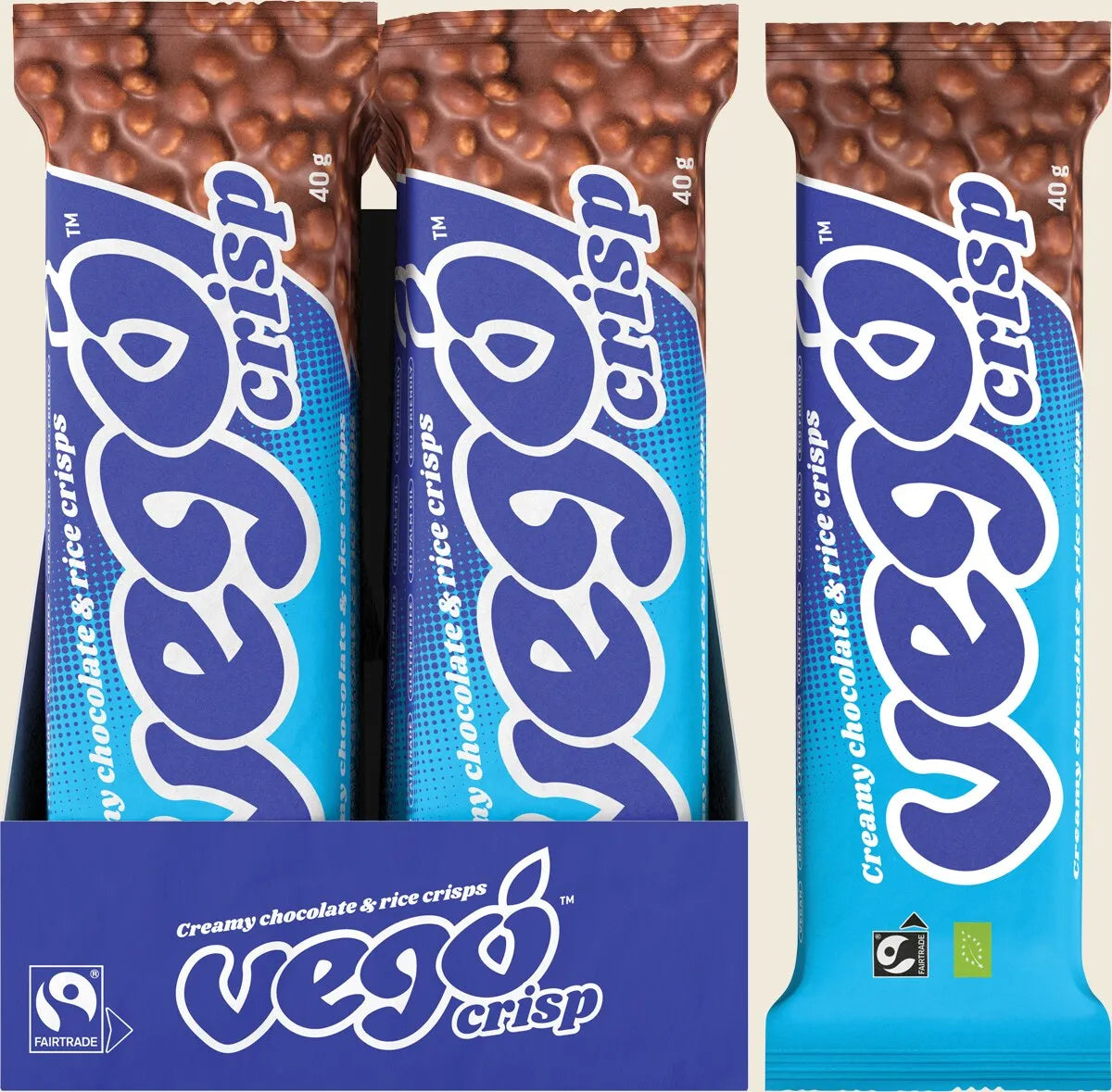 Vego Crisp Chocolate Bar Creamy Chocolate & Rice Crisps 20x40g