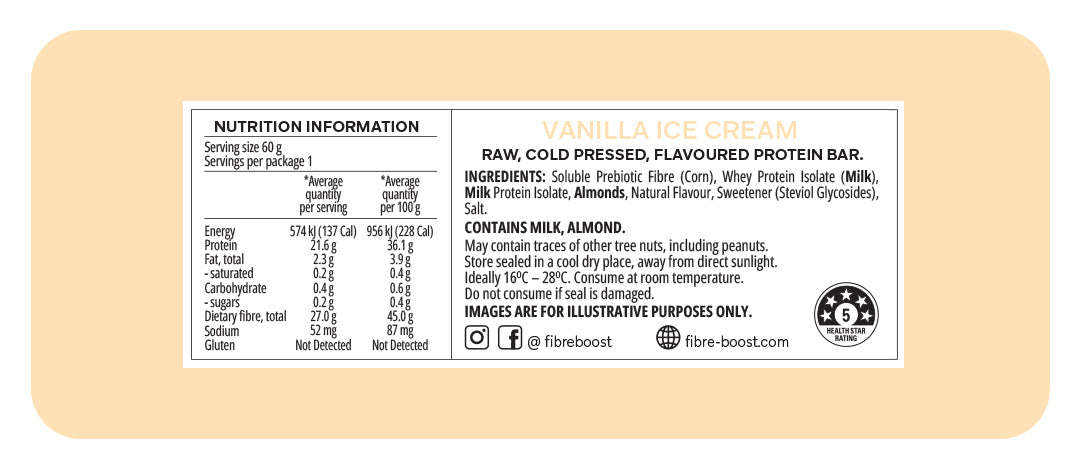 Fibre Boost Cold Pressed Vanilla Ice-Cream flavoured Protein Bar