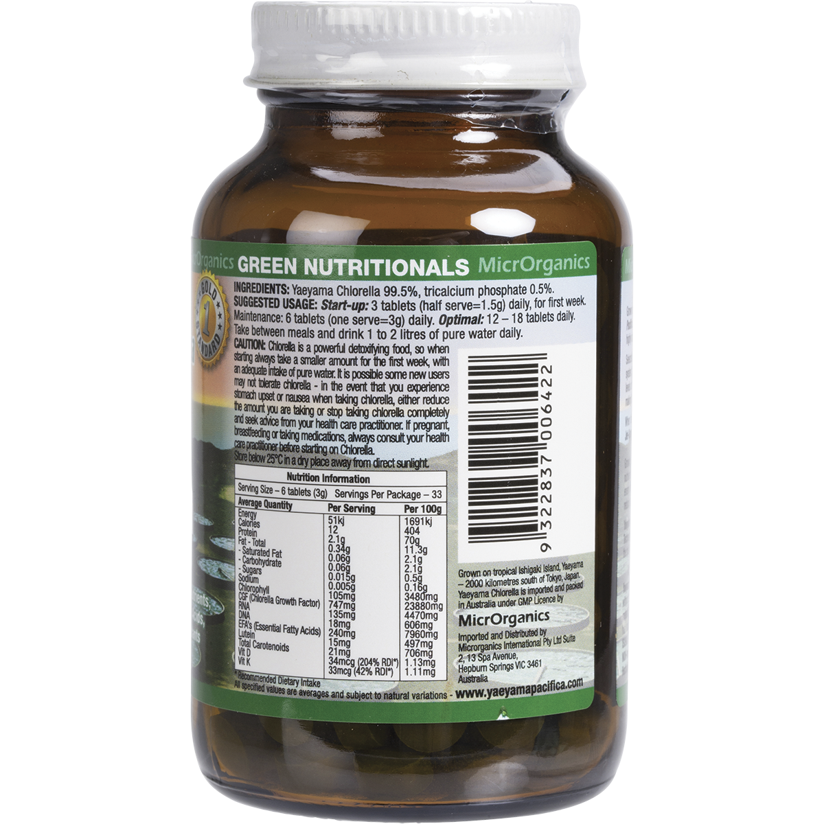 Yaeyama Pacifica Chlorella Tablets 500mg