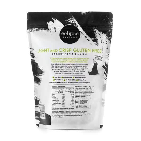 Eclipse Organic Toasted Muesli – Light and Crisp Gluten-Free