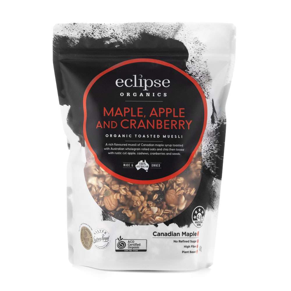 Eclipse Organic Toasted Muesli – Maple Apple and Cranberry