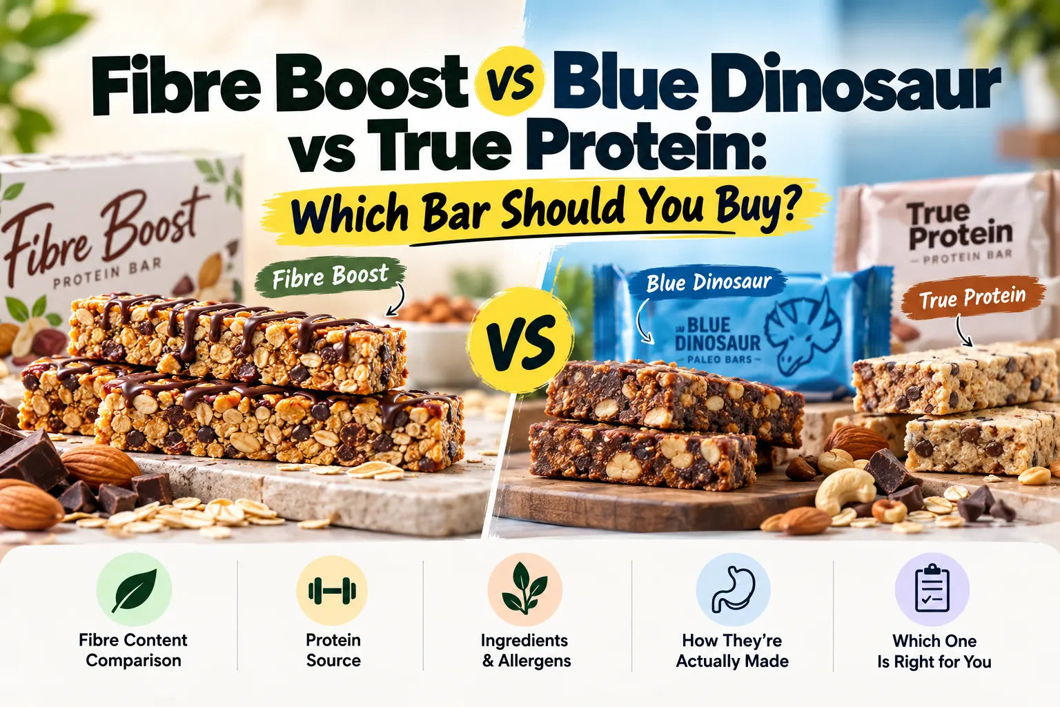 Fibre Boost vs Blue Dinosaur vs True Protein: Which Bar Should You Buy?