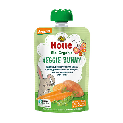 Holle Organic Pouch Carrot & Sweet Potato with Peas 100g (Pack of 12)