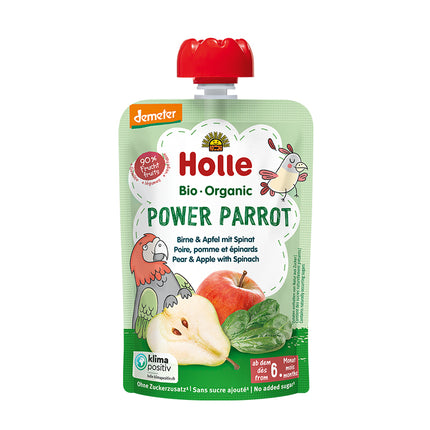 Holle Organic Pouch Pear with Apple & Spinach 100g (Pack of 12)
