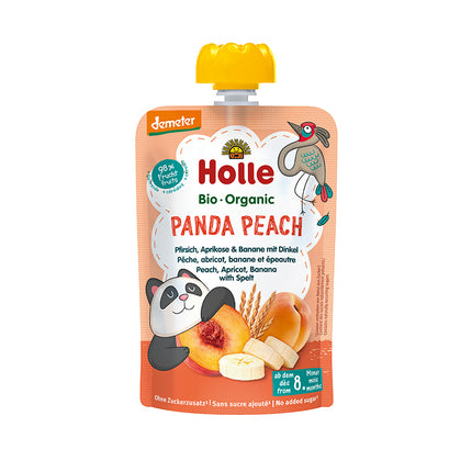 Holle Organic Panda Peach - Pouch Peach, Apricot, Banana with Spelt 100g (Pack of 12)