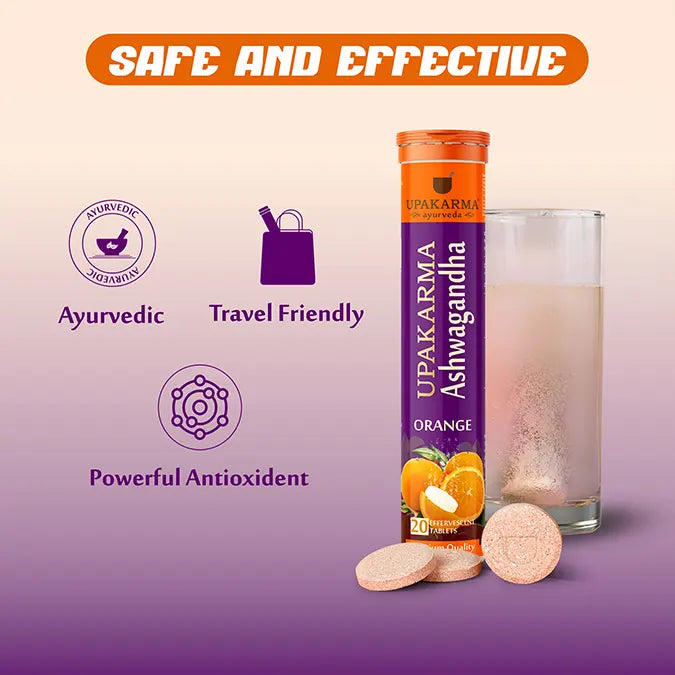Effervescent orange Ashwagandha tablet for immunity and calmness