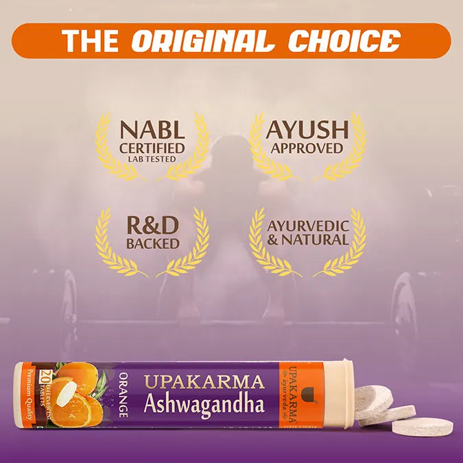 Effervescent Ashwagandha tablet with zesty orange flavor