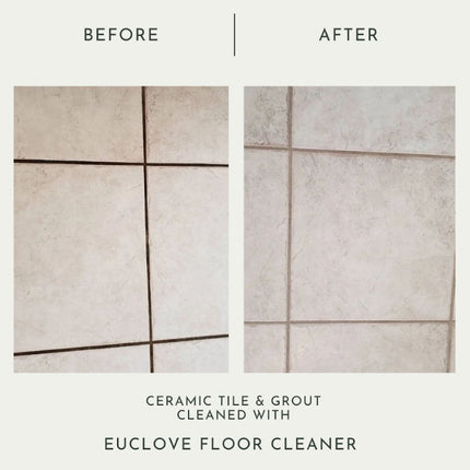 Eco-friendly Euclove floor cleaner with essential oils before vs after