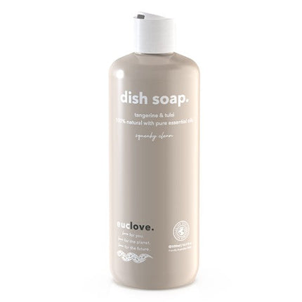 Euclove dish soap bottle with natural ingredients