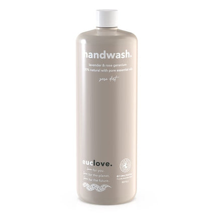 Lavender and rose geranium natural hand wash bottle