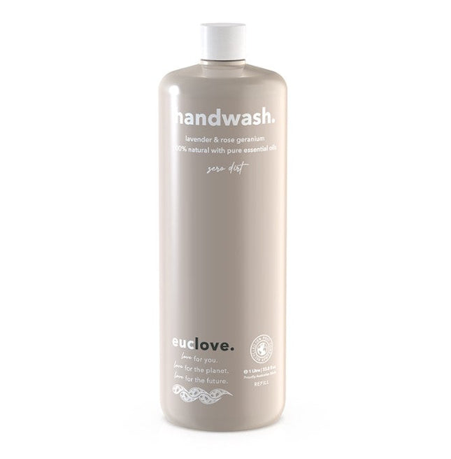 Lavender and rose geranium natural hand wash bottle