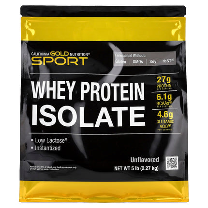 California Gold Nutrition, Sport, Whey Protein Isolate, Unflavoured, 5 lb (2.27 kg)
