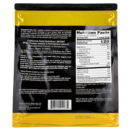 California Gold Nutrition, Sport, Whey Protein Isolate, Unflavoured, 5 lb (2.27 kg)