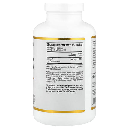 California Gold Nutrition Vitamin C Quali-C 1000 mg capsules bottle
