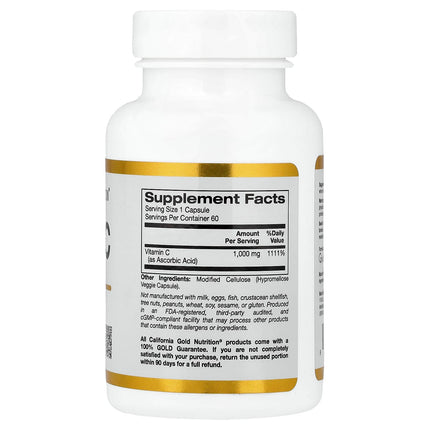 California Gold Nutrition Vitamin C Quali-C 1000 mg capsules bottle