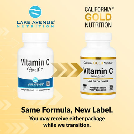 California Gold Nutrition Vitamin C Quali-C 1000 mg capsules bottle