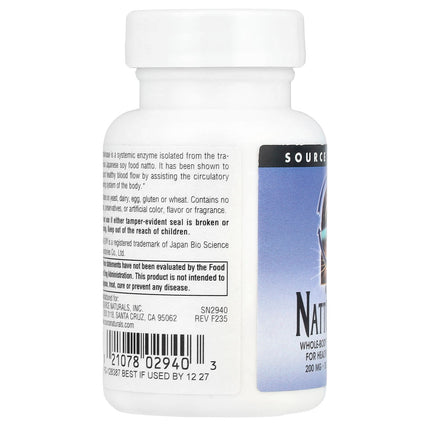 Source Naturals NSK-SD, Nattokinase, 200 mg, 30 Vegan Capsules, label view 5