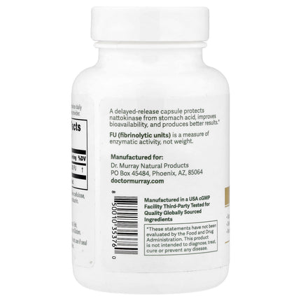 Dr. Murray's Nattokinase, 2,000 FU, 60 Vegan Capsules, label view 16