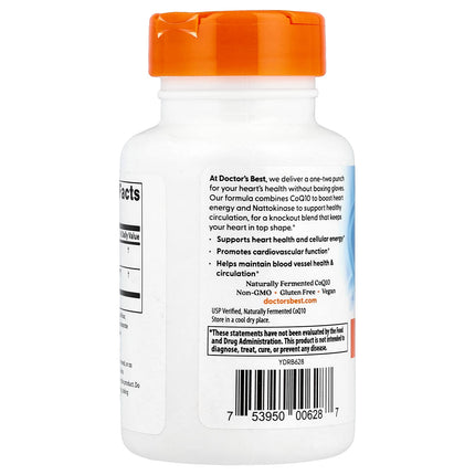 Doctor's Best CoQ10 + Nattokinase, 60 Veggie Caps, label view 13
