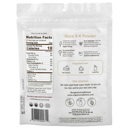 Organic Traditions Superfoods Maca X-6 Powder