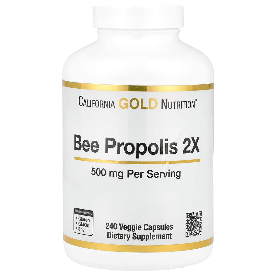 California Gold Nutrition Bee Propolis 2X Concentrated Extract 500 mg capsules bottle