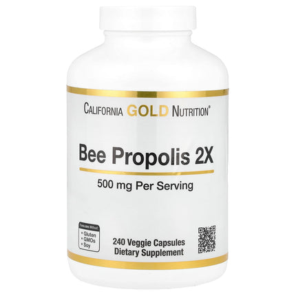 California Gold Nutrition Bee Propolis 2X Concentrated Extract 500 mg capsules bottle